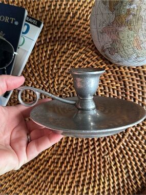 CARSON Vintage Farmhouse Primitive Statesmetal Chamberstick Candlestick Holder
